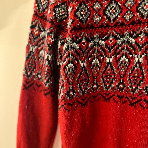 Northern Reflections Cardinal Red Patterned Women's Sweater M Petite - Picture 10 of 12